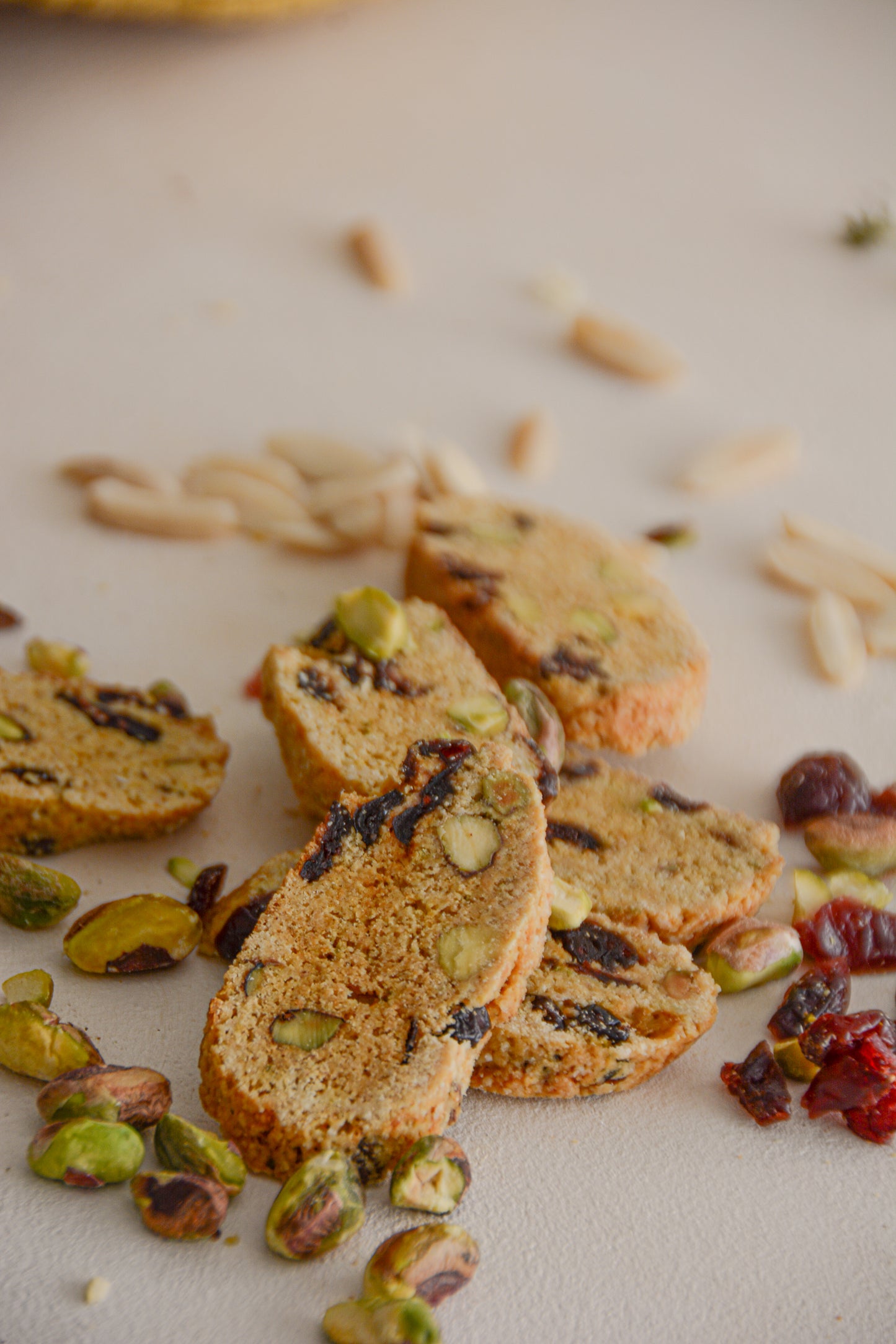 Biscottis de pistachos y cranberries